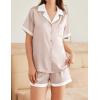 imageEkouaer Womens Silk Satin Pajamas Set Button Down Short Sleeve Lounge Set 2 Piece Notch Collar Sleepwear Sets Soft Pjs SXXLChampagne