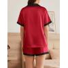 imageEkouaer Womens Silk Satin Pajamas Set Button Down Short Sleeve Lounge Set 2 Piece Notch Collar Sleepwear Sets Soft Pjs SXXLDark Red