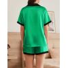 imageEkouaer Womens Silk Satin Pajamas Set Button Down Short Sleeve Lounge Set 2 Piece Notch Collar Sleepwear Sets Soft Pjs SXXLGreen