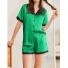 imageEkouaer Womens Silk Satin Pajamas Set Button Down Short Sleeve Lounge Set 2 Piece Notch Collar Sleepwear Sets Soft Pjs SXXLGreen