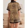 imageEkouaer Womens Silk Satin Pajamas Set Button Down Short Sleeve Lounge Set 2 Piece Notch Collar Sleepwear Sets Soft Pjs SXXLLeopard