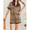 imageEkouaer Womens Silk Satin Pajamas Set Button Down Short Sleeve Lounge Set 2 Piece Notch Collar Sleepwear Sets Soft Pjs SXXLLeopard