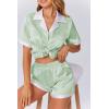 imageEkouaer Womens Silk Satin Pajamas Set Button Down Short Sleeve Lounge Set 2 Piece Notch Collar Sleepwear Sets Soft Pjs SXXLLight Green