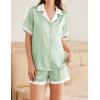 imageEkouaer Womens Silk Satin Pajamas Set Button Down Short Sleeve Lounge Set 2 Piece Notch Collar Sleepwear Sets Soft Pjs SXXLLight Green
