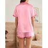 imageEkouaer Womens Silk Satin Pajamas Set Button Down Short Sleeve Lounge Set 2 Piece Notch Collar Sleepwear Sets Soft Pjs SXXLPink