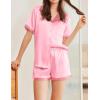 imageEkouaer Womens Silk Satin Pajamas Set Button Down Short Sleeve Lounge Set 2 Piece Notch Collar Sleepwear Sets Soft Pjs SXXLPink