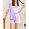 imageEkouaer Womens Silk Satin Pajamas Set Button Down Short Sleeve Lounge Set 2 Piece Notch Collar Sleepwear Sets Soft Pjs SXXLPurple