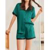 imageEkouaer Womens Silk Satin Pajamas Set Button Down Short Sleeve Lounge Set 2 Piece Notch Collar Sleepwear Sets Soft Pjs SXXLSea Green