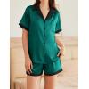 imageEkouaer Womens Silk Satin Pajamas Set Button Down Short Sleeve Lounge Set 2 Piece Notch Collar Sleepwear Sets Soft Pjs SXXLSea Green