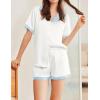 imageEkouaer Womens Silk Satin Pajamas Set Button Down Short Sleeve Lounge Set 2 Piece Notch Collar Sleepwear Sets Soft Pjs SXXLWhite