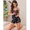 imageEkouaer 2 Pack Womens Cami Pajama Sets Cute Print Tank Top Pjs and Shorts Camisole Lounge SetBlack Heartpink Love