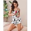 imageEkouaer 2 Pack Womens Cami Pajama Sets Cute Print Tank Top Pjs and Shorts Camisole Lounge SetDairy Cowblue Clouds