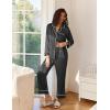 imageEkouaer Satin Pajama Set for Women Silky Sleepwear Long Sleeve Top and Pants Button Down Pjs Lounge SetBlack