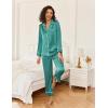 imageEkouaer Satin Pajama Set for Women Silky Sleepwear Long Sleeve Top and Pants Button Down Pjs Lounge SetBlue Green