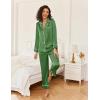imageEkouaer Satin Pajama Set for Women Silky Sleepwear Long Sleeve Top and Pants Button Down Pjs Lounge SetBright Green