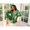 imageEkouaer Satin Pajama Set for Women Silky Sleepwear Long Sleeve Top and Pants Button Down Pjs Lounge SetBright Green
