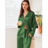 imageEkouaer Satin Pajama Set for Women Silky Sleepwear Long Sleeve Top and Pants Button Down Pjs Lounge SetBright Green