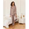 imageEkouaer Satin Pajama Set for Women Silky Sleepwear Long Sleeve Top and Pants Button Down Pjs Lounge SetBrown