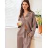 imageEkouaer Satin Pajama Set for Women Silky Sleepwear Long Sleeve Top and Pants Button Down Pjs Lounge SetBrown