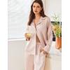 imageEkouaer Satin Pajama Set for Women Silky Sleepwear Long Sleeve Top and Pants Button Down Pjs Lounge SetChampagne