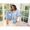 imageEkouaer Satin Pajama Set for Women Silky Sleepwear Long Sleeve Top and Pants Button Down Pjs Lounge SetClear Blue