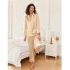 imageEkouaer Satin Pajama Set for Women Silky Sleepwear Long Sleeve Top and Pants Button Down Pjs Lounge SetKhaki