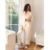 imageEkouaer Satin Pajama Set for Women Silky Sleepwear Long Sleeve Top and Pants Button Down Pjs Lounge SetKhaki