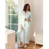 imageEkouaer Satin Pajama Set for Women Silky Sleepwear Long Sleeve Top and Pants Button Down Pjs Lounge SetLight Green