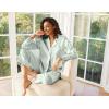 imageEkouaer Satin Pajama Set for Women Silky Sleepwear Long Sleeve Top and Pants Button Down Pjs Lounge SetLight Green