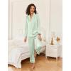 imageEkouaer Satin Pajama Set for Women Silky Sleepwear Long Sleeve Top and Pants Button Down Pjs Lounge SetLight Green