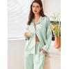 imageEkouaer Satin Pajama Set for Women Silky Sleepwear Long Sleeve Top and Pants Button Down Pjs Lounge SetLight Green