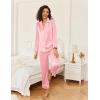 imageEkouaer Satin Pajama Set for Women Silky Sleepwear Long Sleeve Top and Pants Button Down Pjs Lounge SetPink