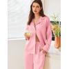 imageEkouaer Satin Pajama Set for Women Silky Sleepwear Long Sleeve Top and Pants Button Down Pjs Lounge SetPink