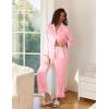 imageEkouaer Satin Pajama Set for Women Silky Sleepwear Long Sleeve Top and Pants Button Down Pjs Lounge SetPink