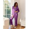 imageEkouaer Satin Pajama Set for Women Silky Sleepwear Long Sleeve Top and Pants Button Down Pjs Lounge SetPurple