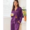 imageEkouaer Satin Pajama Set for Women Silky Sleepwear Long Sleeve Top and Pants Button Down Pjs Lounge SetPurple