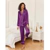 imageEkouaer Satin Pajama Set for Women Silky Sleepwear Long Sleeve Top and Pants Button Down Pjs Lounge SetPurple
