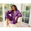 imageEkouaer Satin Pajama Set for Women Silky Sleepwear Long Sleeve Top and Pants Button Down Pjs Lounge SetPurple