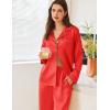imageEkouaer Satin Pajama Set for Women Silky Sleepwear Long Sleeve Top and Pants Button Down Pjs Lounge SetRed