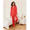 imageEkouaer Satin Pajama Set for Women Silky Sleepwear Long Sleeve Top and Pants Button Down Pjs Lounge SetRed