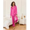 imageEkouaer Satin Pajama Set for Women Silky Sleepwear Long Sleeve Top and Pants Button Down Pjs Lounge SetRose Red