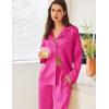 imageEkouaer Satin Pajama Set for Women Silky Sleepwear Long Sleeve Top and Pants Button Down Pjs Lounge SetRose Red