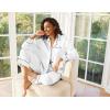 imageEkouaer Satin Pajama Set for Women Silky Sleepwear Long Sleeve Top and Pants Button Down Pjs Lounge SetWhite