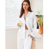 imageEkouaer Satin Pajama Set for Women Silky Sleepwear Long Sleeve Top and Pants Button Down Pjs Lounge SetWhite