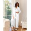 imageEkouaer Satin Pajama Set for Women Silky Sleepwear Long Sleeve Top and Pants Button Down Pjs Lounge SetWhite