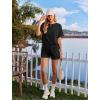 imageEkouaer Womens Pajama Sets Short Sleeve Lounge Sets 2 Piece Pjs Tops and Shorts Outfits Matching Loungewear with PocketsBlack