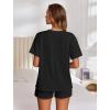 imageEkouaer Womens Pajama Sets Short Sleeve Lounge Sets 2 Piece Pjs Tops and Shorts Outfits Matching Loungewear with PocketsBlack