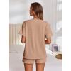 imageEkouaer Womens Pajama Sets Short Sleeve Lounge Sets 2 Piece Pjs Tops and Shorts Outfits Matching Loungewear with PocketsBrown