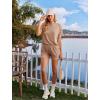 imageEkouaer Womens Pajama Sets Short Sleeve Lounge Sets 2 Piece Pjs Tops and Shorts Outfits Matching Loungewear with PocketsBrown