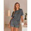 imageEkouaer Womens Pajama Sets Short Sleeve Lounge Sets 2 Piece Pjs Tops and Shorts Outfits Matching Loungewear with PocketsDark Grey